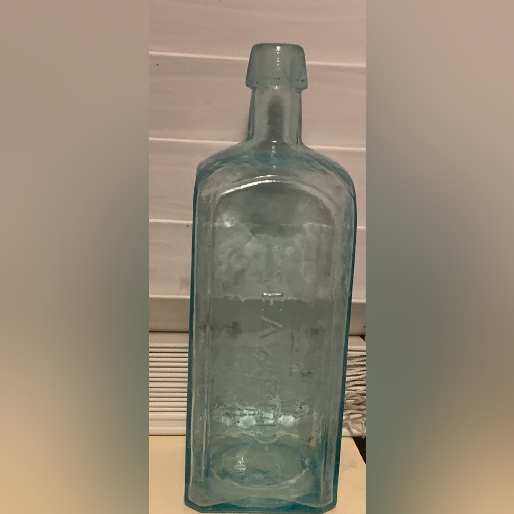 Vintage Schenck's Blue Ice Glass Medicine Bottle